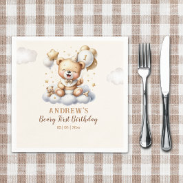 1st Birthday Teddy Bear Boy Pappersservett