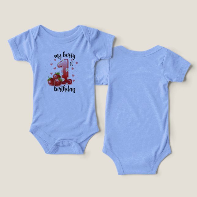 1st Birthday Tri-Blend Infant One Piece Bodysuit T Shirt (Design fram och bak)