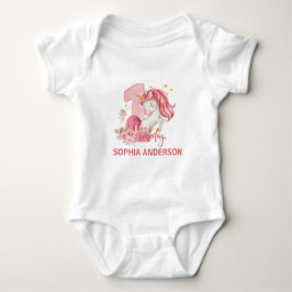 1st Birthday Unicorn Pink Little Girl T Shirt