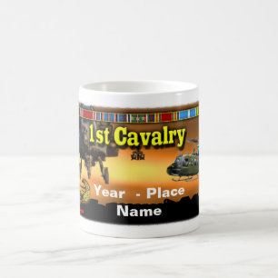 1st Cav- 11th luft Assualt, år, namn, kaffemugg