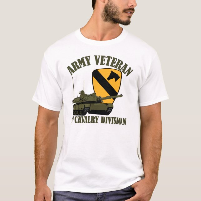1st Cav arméVet - tank M1 T Shirt (Framsida)