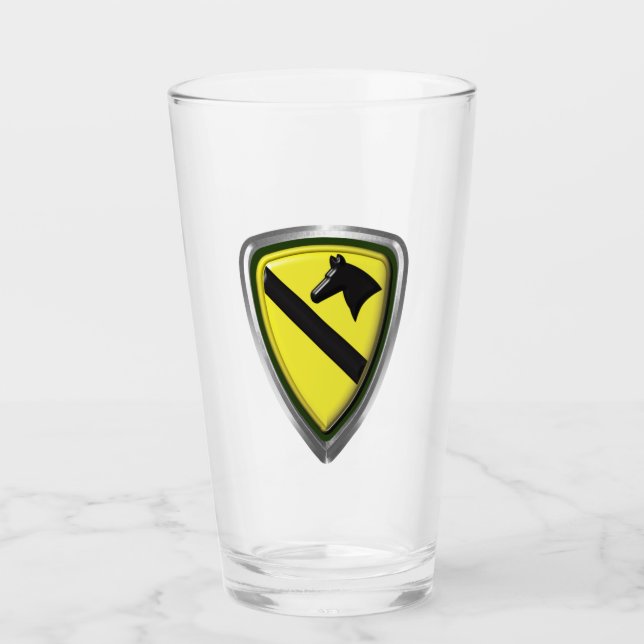 1st Cavalry Division Amerikas silverplåster Glaskopp (Framsida)