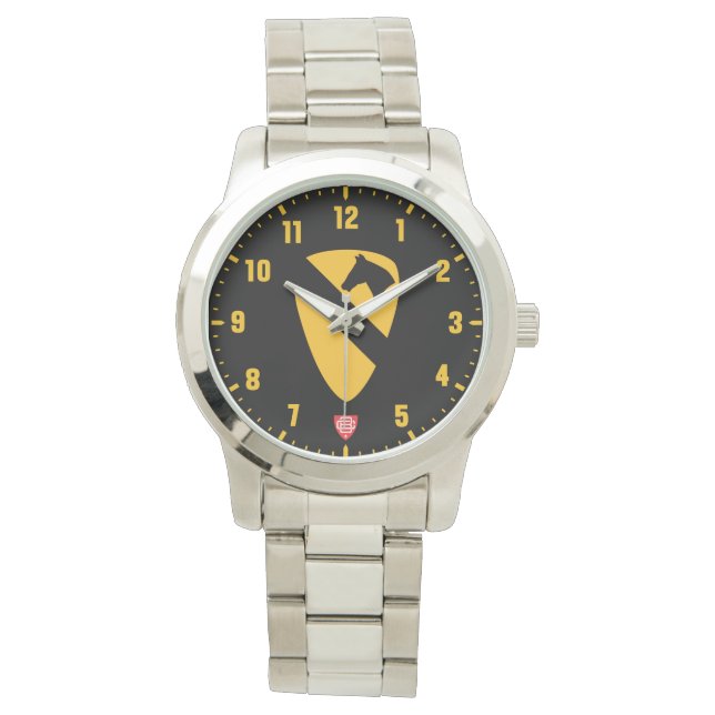 1st Cavalry Division Silver Rostfritt Stål Armbandsur (Framsida)