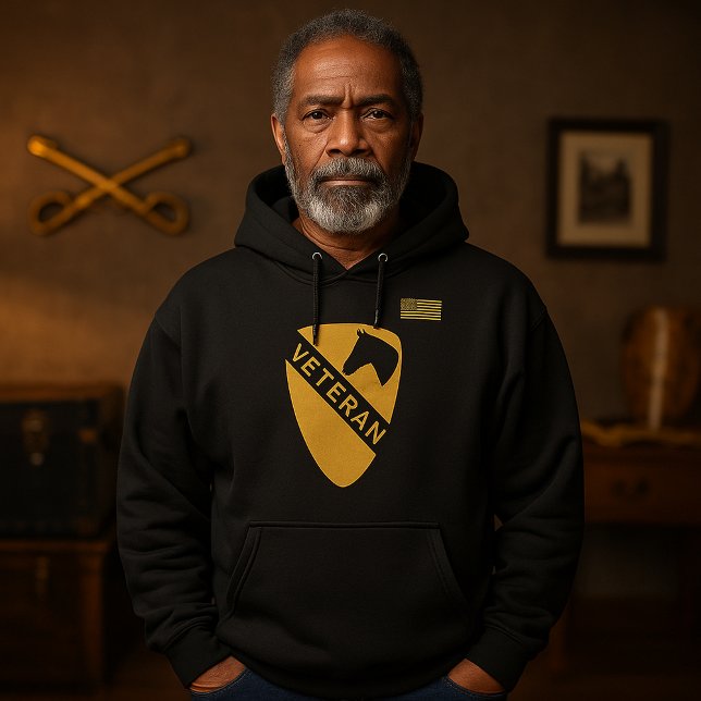 1st Cavalry Division Veteran Tribute Svart Hoodie (1st Cavalry Division Veteran Tribute Black Hoodie)