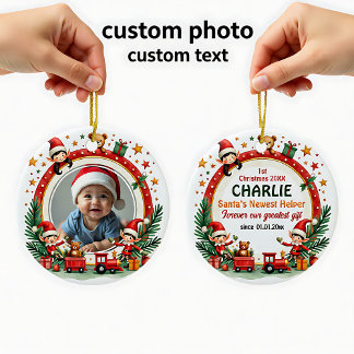 1st Christmas 2 sided, Elf Express Keepsake Julgransprydnad Keramik
