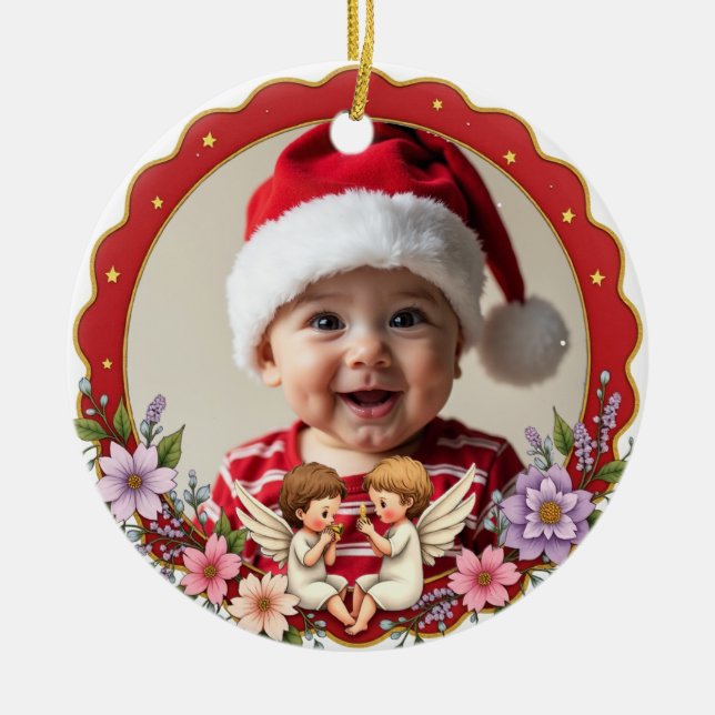 1st Christmas 2 sided Golden Keepsake Julgransprydnad Keramik (Framsidan)