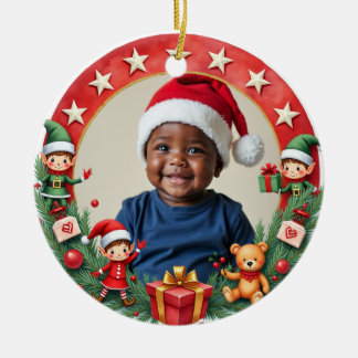 1st Christmas 2 sided,  Julgransprydnad Keramik