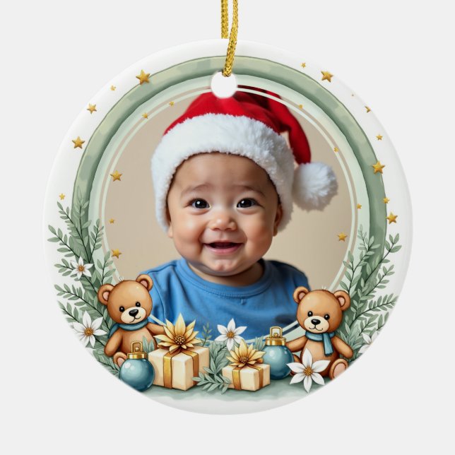 1st Christmas 2 sided, Rainbow Wishes Julgransprydnad Keramik (Framsidan)