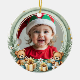 1st Christmas 2 sided, Santa’s Snuggle Squad Julgransprydnad Keramik