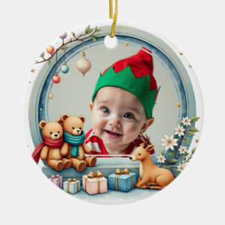 1st Christmas 2 sided, Santa’s Sweetest Sidekick Julgransprydnad Keramik