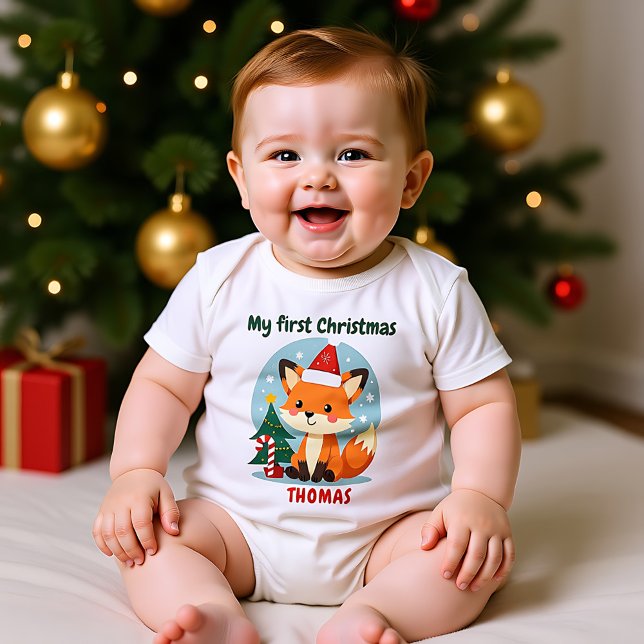 🎄1st Christmas, custom text, Candy Cane Cub T Shirt (1st Christmas, custom text, Candy Cane Cub Baby Bodysuit)