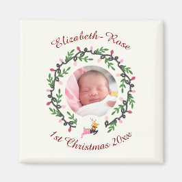 1st Christmas Deer with Wreath Customize Magnet