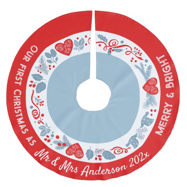 1st Christmas Mr & Mrs newly wed Scandinavian cute Julgransmatta Borstad Polyester (Framsidan)