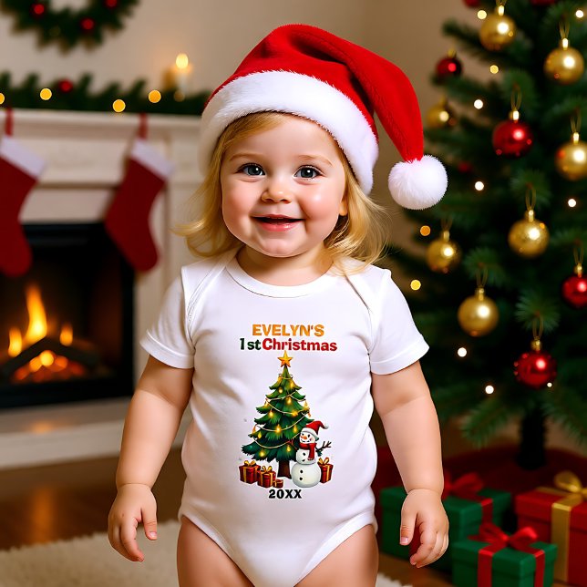 1st Christmas, own text, Frosty & Fir Delight T Shirt (1st Christmas, own text, Frosty & Fir Delight Baby Bodysuit)