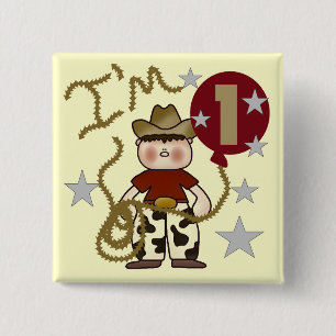 1st CowboyfödelsedagTshirts och gåvor Knapp