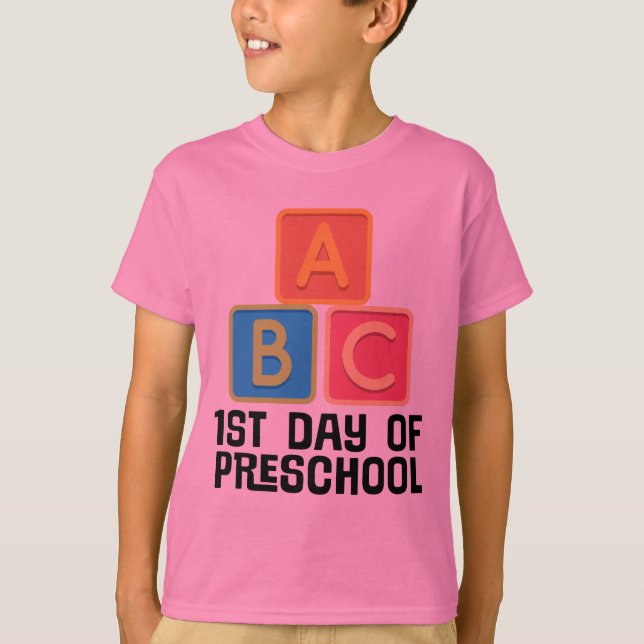 1st Dag av förskole- en T-tröja för B C T-shirt (Framsida)
