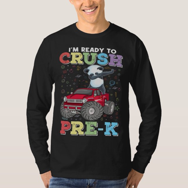 1st day of Pre K Dabbing Panda Monster Truck Back  T Shirt (Framsida)