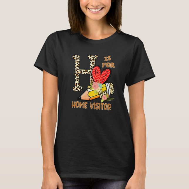 1st Day Of School Home Visitor Leopard Flowers Tea T Shirt (Framsida)