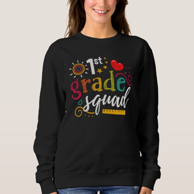 1st First Grade Squad Student Teacher  Back To Sch T Shirt (Framsida)