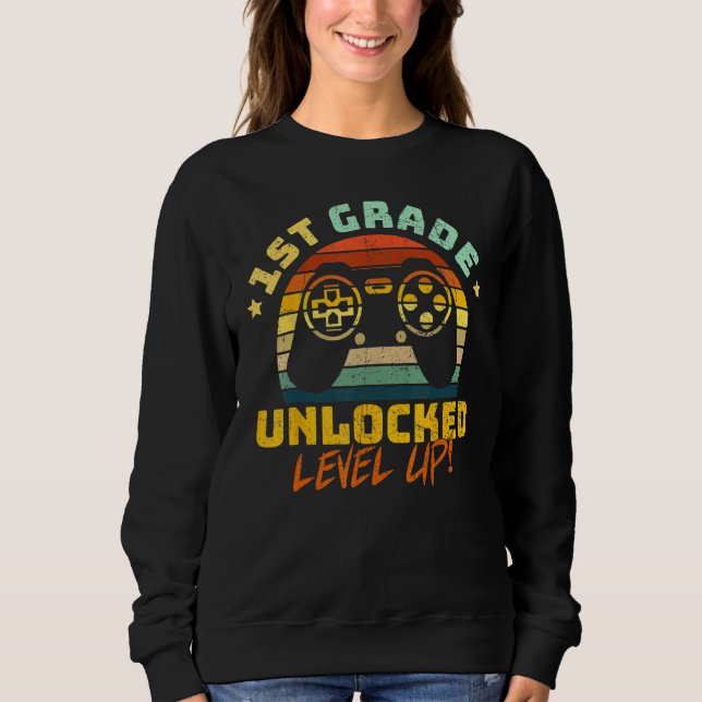 1st First Grade Unlocked Level Up Game Back To Sch T Shirt (Framsida)