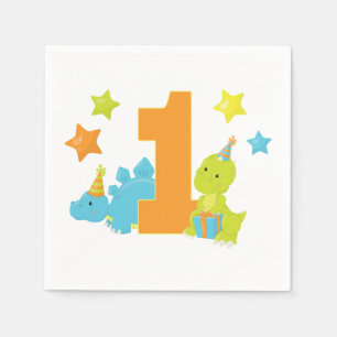 1st födelsedag för babyDinosaur Pappersservett