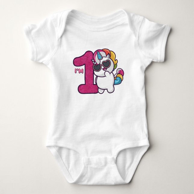 1st födelsedag för regnbågeUnicorn Tee (Framsida)