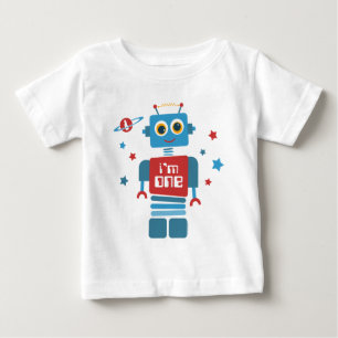 1st födelsedag för robot t shirt