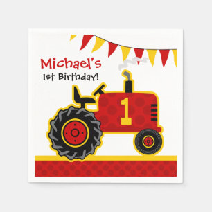 1st födelsedag för röd traktor pappersservett