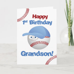 1st födelsedag för sonson, baseballtema kort