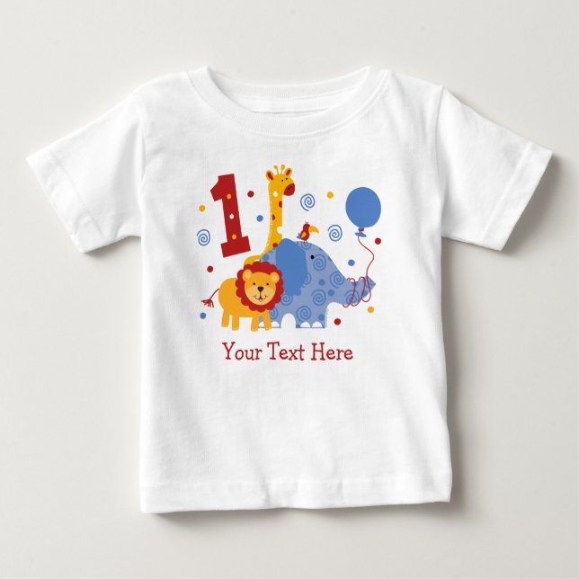 1st födelsedaganpassningsbar för Safari T-shirt (Framsida)