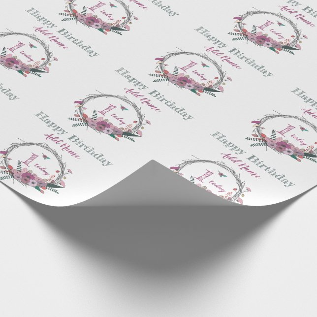 1st Födelsedagblommakran Presentpapper (Hörn)