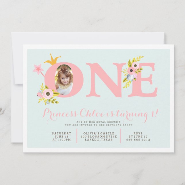 1st FödelsedagfotoPrincess Festa Inbjudan (Framsida)