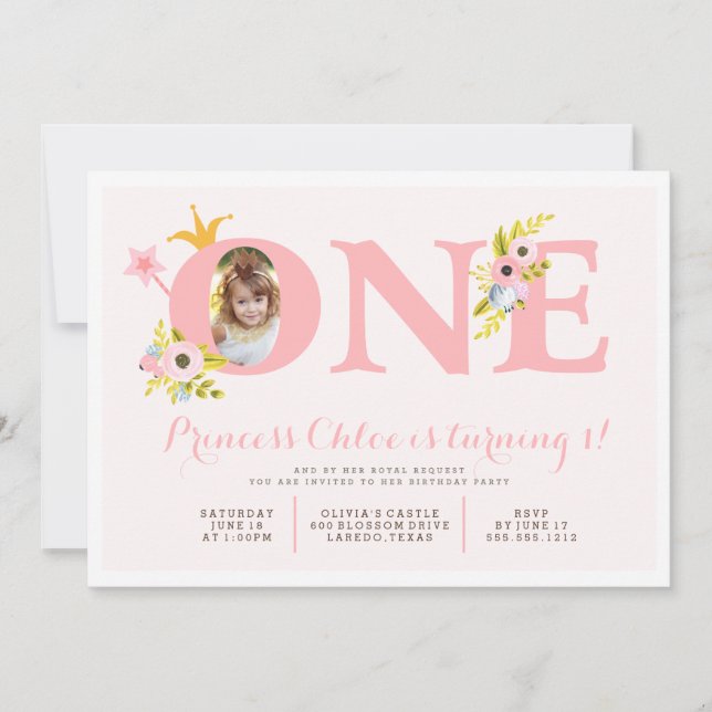 1st FödelsedagfotoPrincess Festa Inbjudan (Framsida)