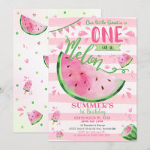 1st födelsedaginbjudan för vattenmelon