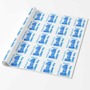 1st Födelsedagpojkeblått Camo en årig B3BZ Presentpapper