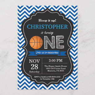 1st födelsedagsfest för basketfödelsedaginbjudan inbjudningar
