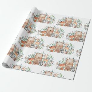 1st födelsedagsfest för nyckfulla skogsmarkbaby presentpapper