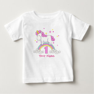 1st födelsedagsfest för Unicornregnbåge Tee Shirt