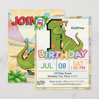 1st FödelsedagsfestDinosaurinbjudan Inbjudningar