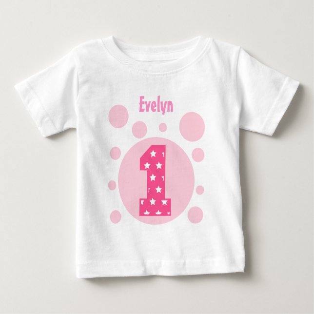 1st Födelsedagstjärnor och bubblar en årig V11 Tee Shirt (Framsida)