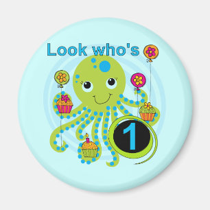 1st födelsedagT-tröja och gåvor för bläckfisk Magnet