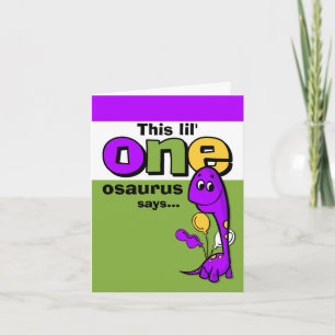 1st födelsedagtack för purpurfärgad Dinosaur Tack Kort