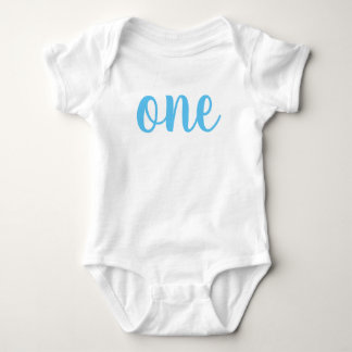 1st För babyBodysuit för födelsedag en blått Tee Shirt