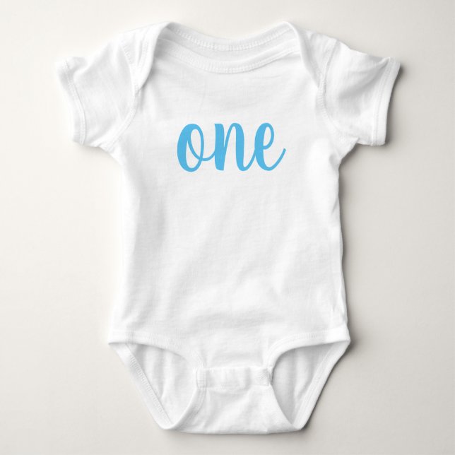1st För babyBodysuit för födelsedag en blått Tee Shirt (Framsida)