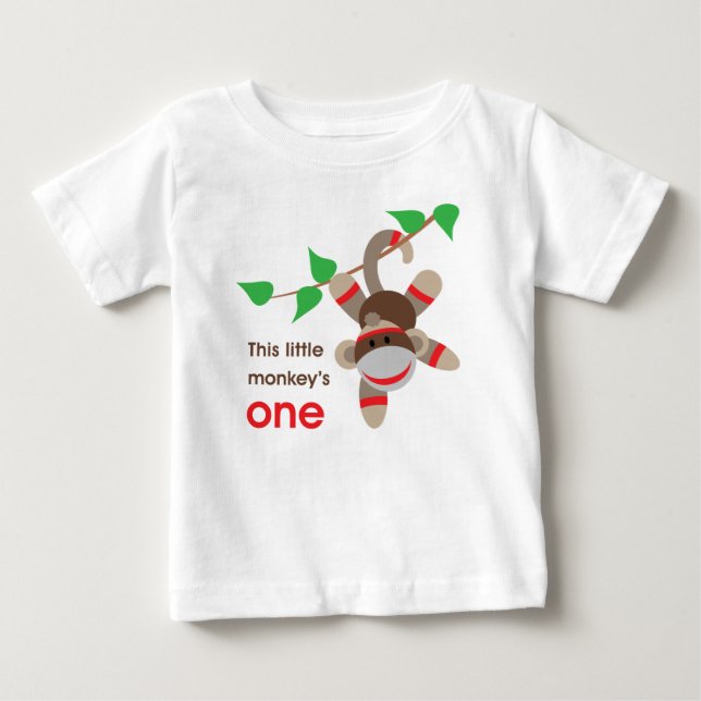 1st För födelsedag apaskjorta lite Tee Shirt (Framsida)