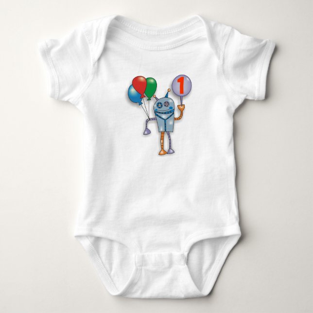 1st För robotbaby för födelsedagsfest gullig Tee (Framsida)