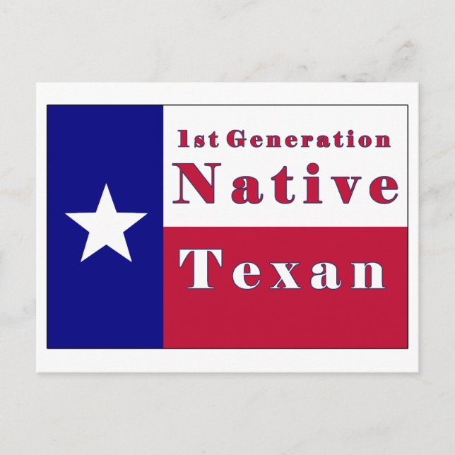 1st Generation Infödd Texan Flagga Vykort (Framsida)