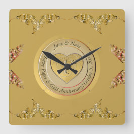 1st Gold Wedding Anniversary Fyrkantig Klocka