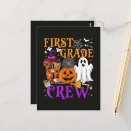 1st Grade Boo Crew Lärare Elev Rolig Halloween Vykort