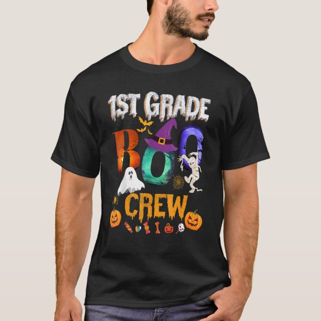 1st Grade Boo Crew Teacher Student  Halloween Cost T Shirt (Framsida)